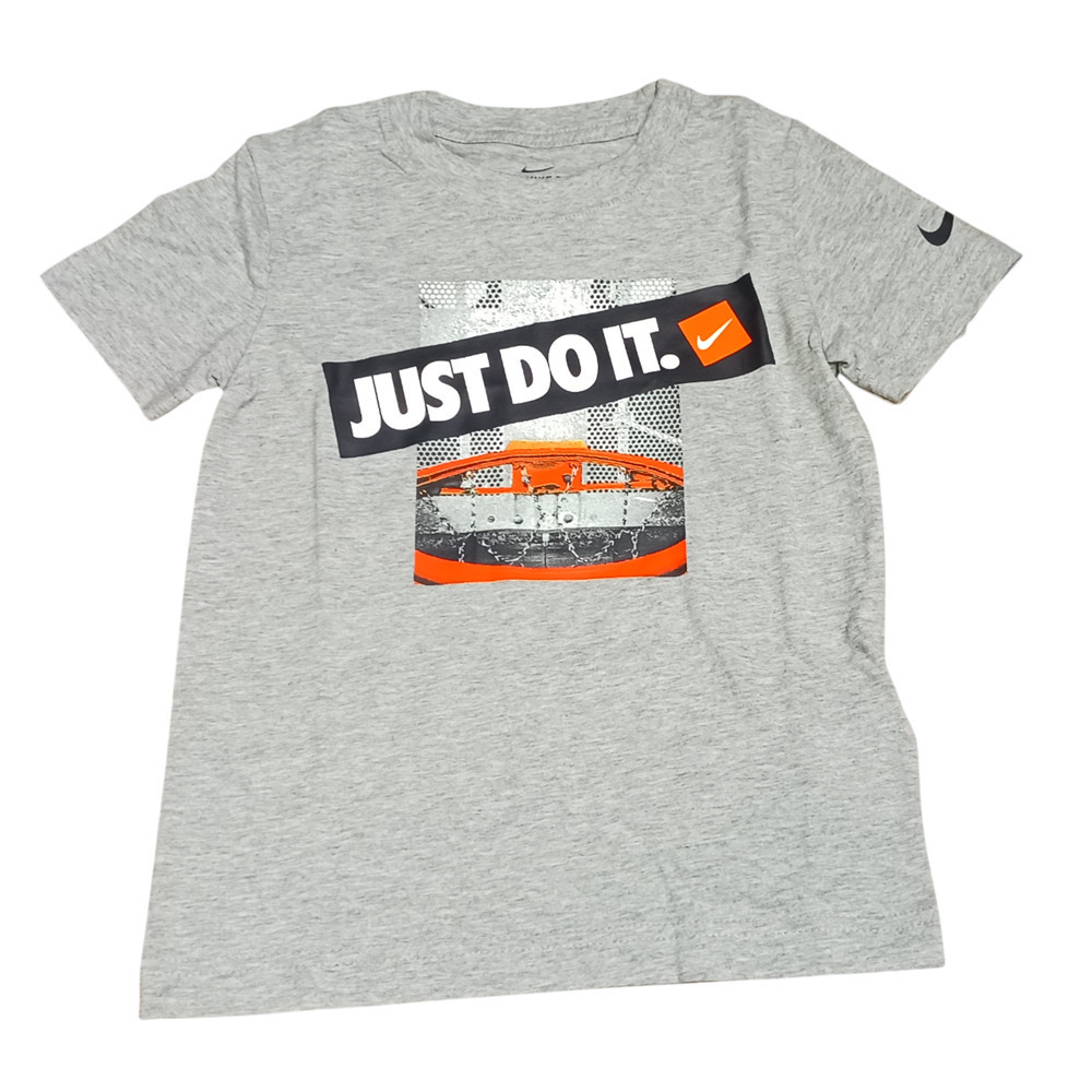 Nike Just Do IT Backboard Graphic Tee Boys Youth Grey Size XS (4) New